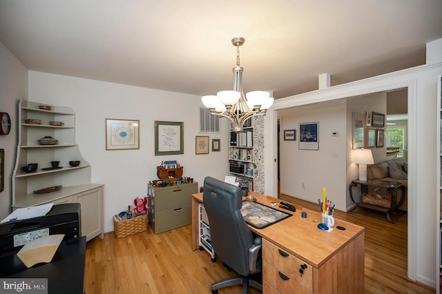 104 Tall Pines Ave, Locust Grove, VA 22508 - home office with an inviting chandelier and light wood-type flooring