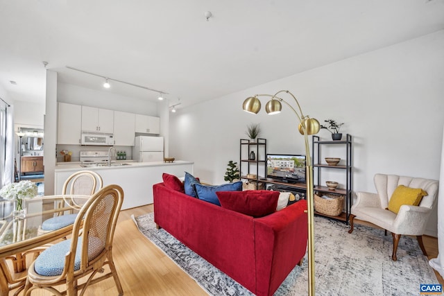 living area with light wood-type flooring