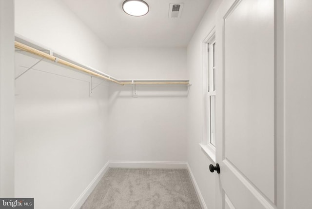  - spacious closet featuring light colored carpet