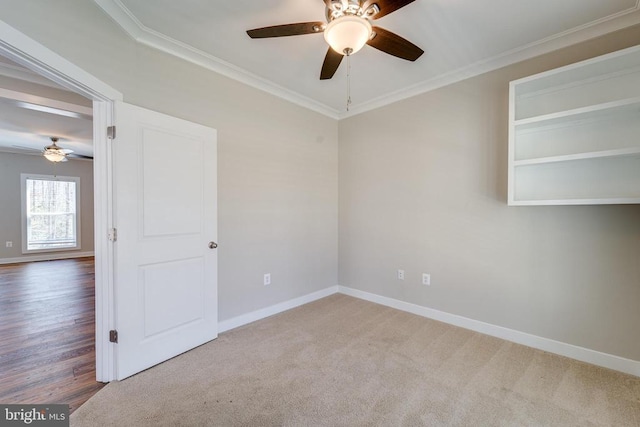 26288 Wisdom Tree Ln, Unionville, VA 22567 - spare room with a ceiling fan, baseboards, crown molding, and carpet floors