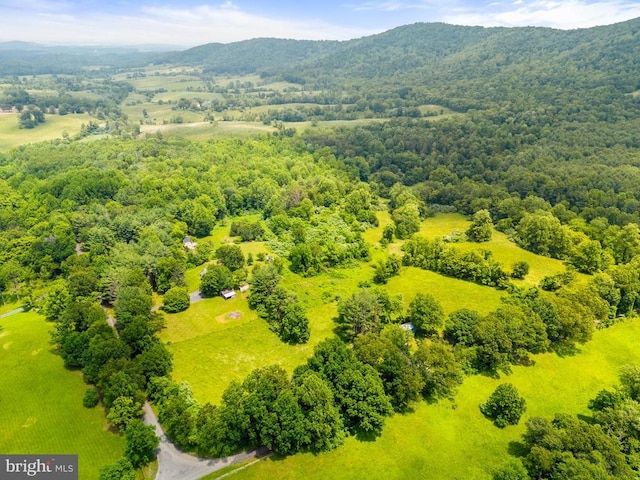  - drone / aerial view of a mountainous background and a heavily wooded area