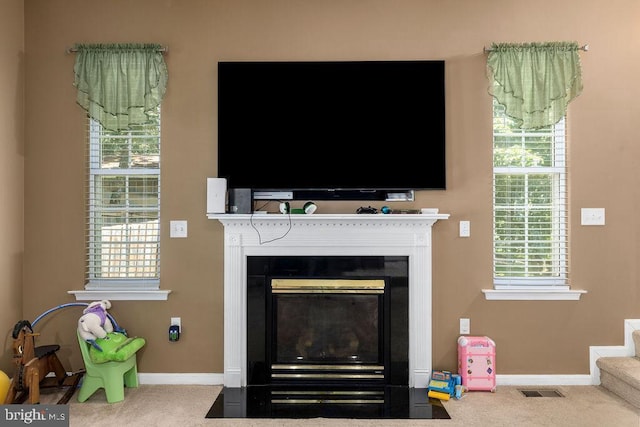 12407 Salient Ln, Spotsylvania, VA 22551 - detailed view of a fireplace with flush hearth and carpet floors