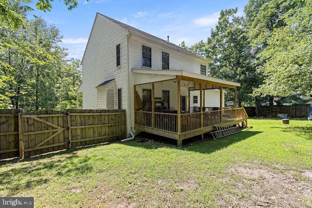 12407 Salient Ln, Spotsylvania, VA 22551 - rear view of house featuring a gate, a fenced backyard, and a deck