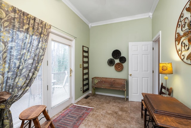 91 Twin Hills Ln, Fishersville, VA 22980 - doorway featuring crown molding and baseboards
