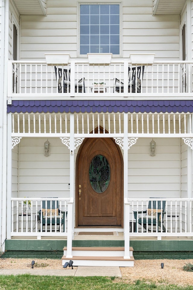 91 Twin Hills Ln, Fishersville, VA 22980 - doorway to property with a porch and a balcony