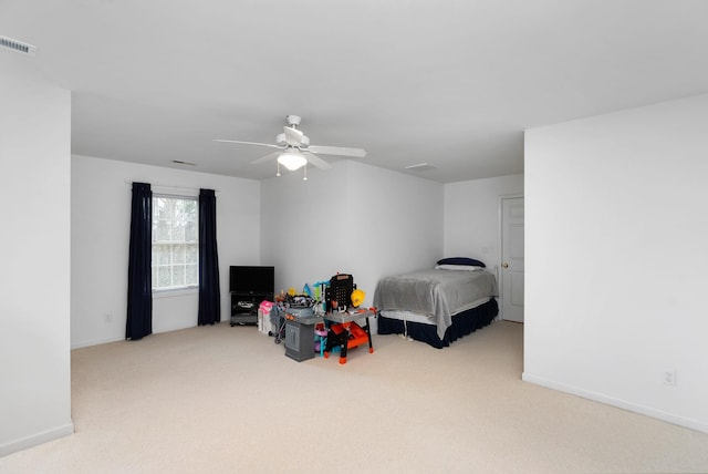 91 Twin Hills Ln, Fishersville, VA 22980 - carpeted bedroom featuring baseboards, visible vents, and a ceiling fan