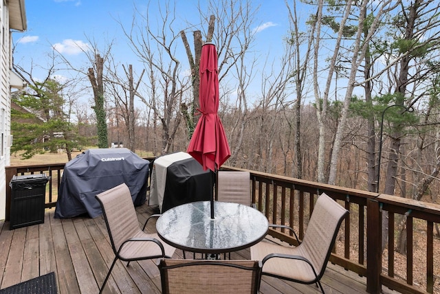 91 Twin Hills Ln, Fishersville, VA 22980 - wooden terrace with area for grilling and outdoor dining area