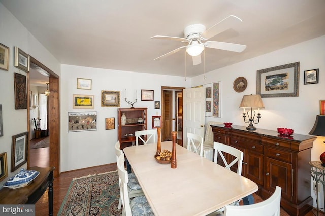 107 Ramsay Rd, Locust Grove, VA 22508 - dining room featuring ceiling fan and dark wood-type flooring