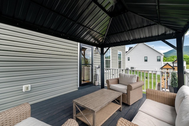 731 Hidden Brook Rd, Mcgaheysville, VA 22840 - wooden terrace featuring a gazebo and an outdoor living space