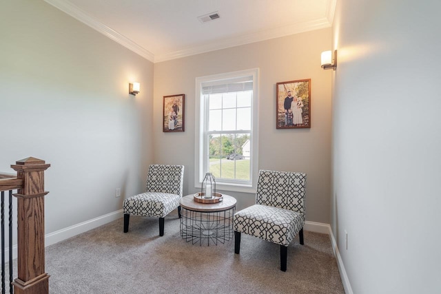 731 Hidden Brook Rd, Mcgaheysville, VA 22840 - living area featuring ornamental molding and carpet floors