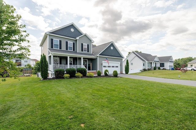 731 Hidden Brook Rd, Mcgaheysville, VA 22840 - view of front of home with covered porch, asphalt driveway, a garage, and a front yard