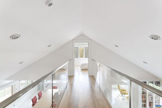 4323 Carter Rd, Schuyler, VA 22969 - hallway with lofted ceiling and light wood-style floors