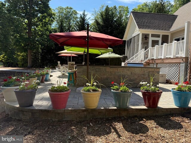 76 Retriever Ct, Bumpass, VA 23024 - view of yard with a patio, a sunroom, and stairway