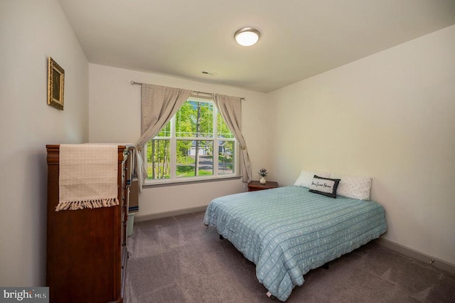 846 Confederate Dr, Locust Grove, VA 22508 - bedroom featuring baseboards, dark carpet, and visible vents