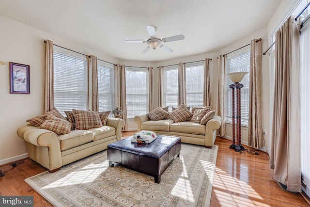 11512 Balmartin Ct, Spotsylvania, VA 22553 - living area with baseboards, a ceiling fan, and wood finished floors