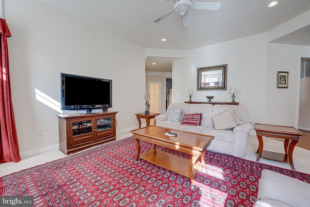 11512 Balmartin Ct, Spotsylvania, VA 22553 - living area with a ceiling fan, baseboards, and recessed lighting