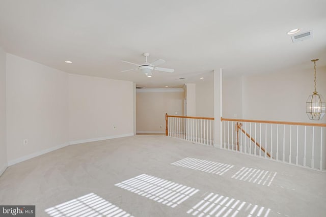 11512 Balmartin Ct, Spotsylvania, VA 22553 - carpeted empty room featuring a chandelier, ceiling fan, baseboards, and recessed lighting