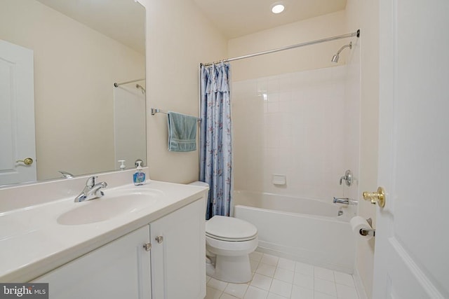 11512 Balmartin Ct, Spotsylvania, VA 22553 - bathroom featuring tile patterned flooring, toilet, shower / bath combination with curtain, vanity, and recessed lighting