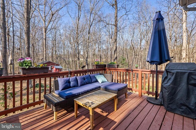 9128 Woodbrook Ln, Culpeper, VA 22701 - wooden terrace with an outdoor hangout area