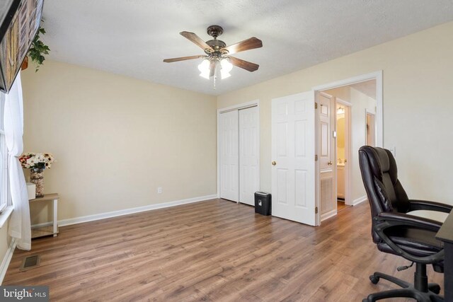 9128 Woodbrook Ln, Culpeper, VA 22701 - home office with wood finished floors, baseboards, and ceiling fan