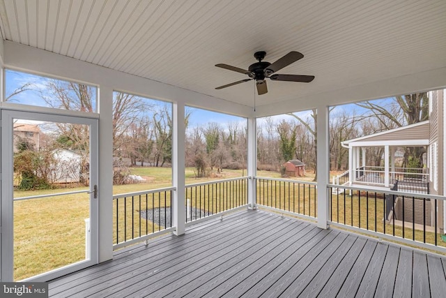 57 Madison St, Warrenton, VA 20186 - unfurnished sunroom featuring a ceiling fan and healthy amount of natural light