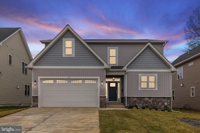 57 Madison St, Warrenton, VA 20186 - craftsman house with stone siding, driveway, and a front yard