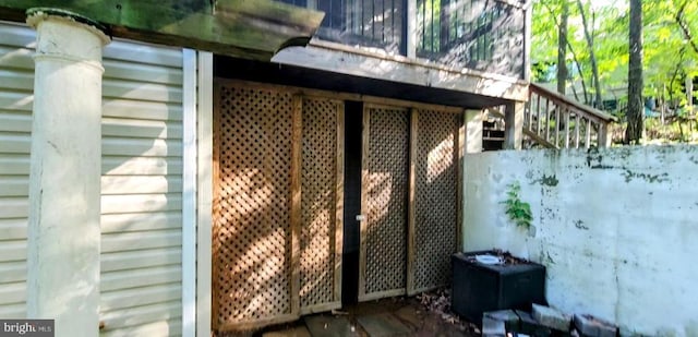 view of outdoor structure featuring stairway