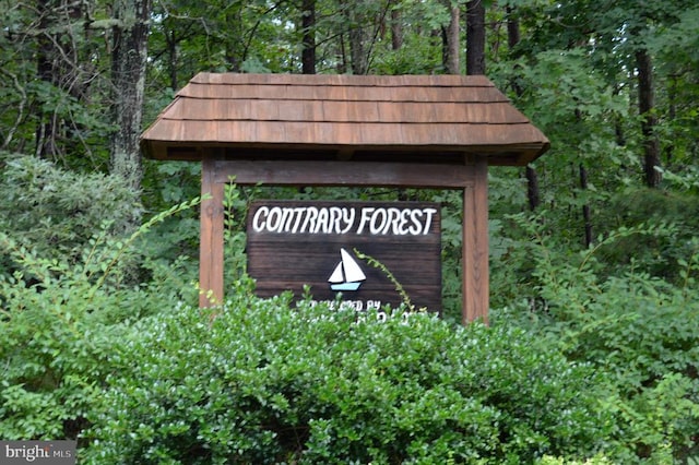 view of community sign