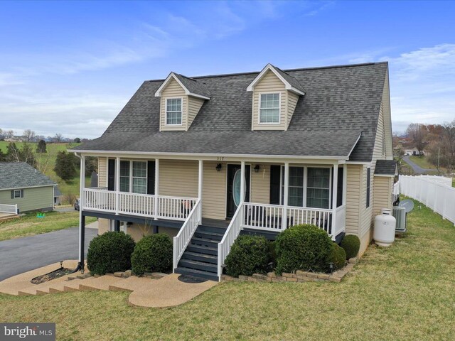 317 Locustdale Loop, Shenandoah, VA 22849 - cape cod-style house with covered porch, roof with shingles, and stairs