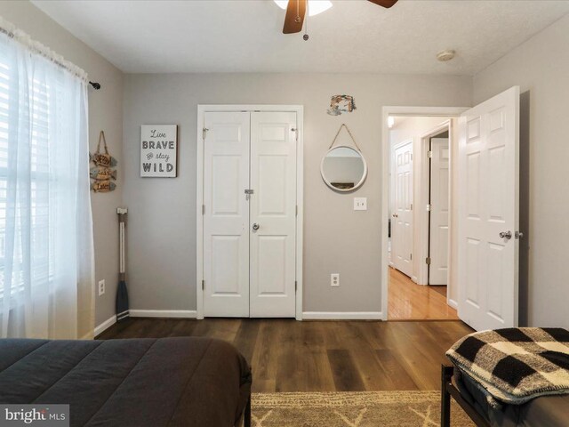 317 Locustdale Loop, Shenandoah, VA 22849 - bedroom featuring wood finished floors, baseboards, a ceiling fan, and a closet