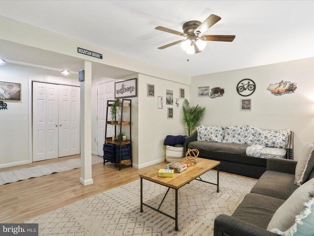 317 Locustdale Loop, Shenandoah, VA 22849 - living area with wood finished floors, a ceiling fan, and baseboards