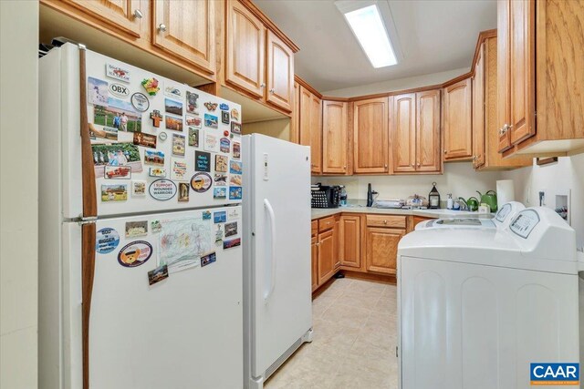 1660 Lees Mill Ln, Goode, VA 24556 - kitchen featuring freestanding refrigerator and light countertops