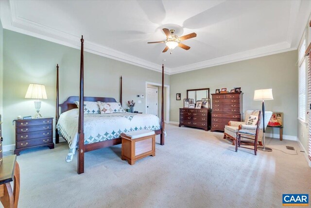 1660 Lees Mill Ln, Goode, VA 24556 - bedroom featuring carpet flooring, ornamental molding, baseboards, and ceiling fan