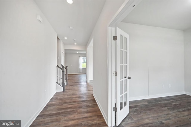2093 Whithorn Hl, Jeffersonton, VA 22724 - hall with recessed lighting, dark wood-style flooring, stairway, and french doors