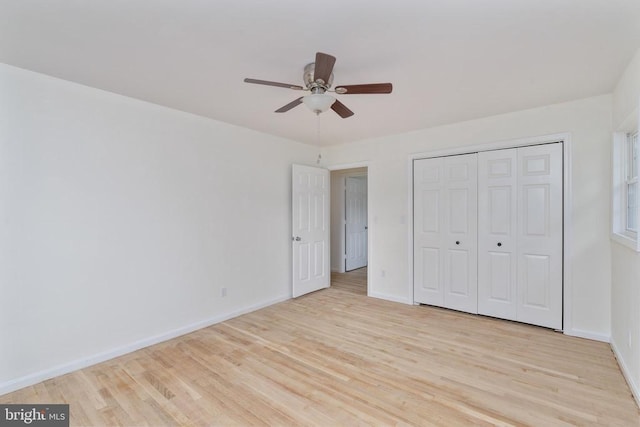 19253 Rolling Hills Dr, Culpeper, VA 22701 - unfurnished bedroom featuring light wood finished floors, a closet, and a ceiling fan