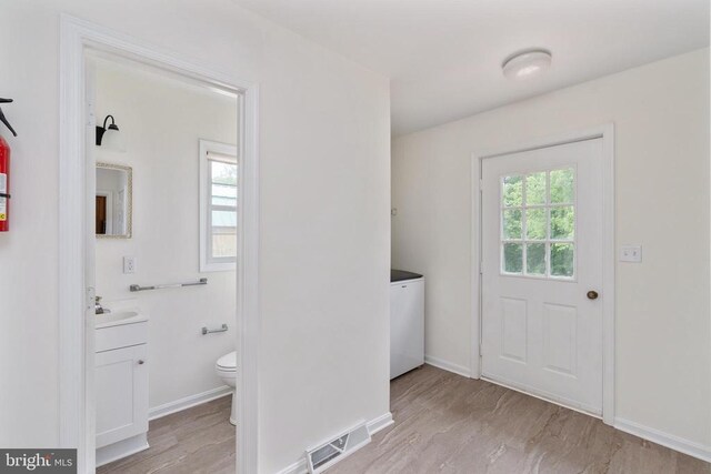 19253 Rolling Hills Dr, Culpeper, VA 22701 - washroom featuring healthy amount of natural light, light wood-type flooring, and washer / clothes dryer