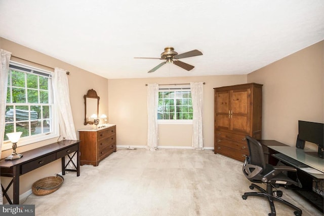 215 Mt Pleasant Dr, Locust Grove, VA 22508 - office area with ceiling fan, healthy amount of natural light, and light carpet