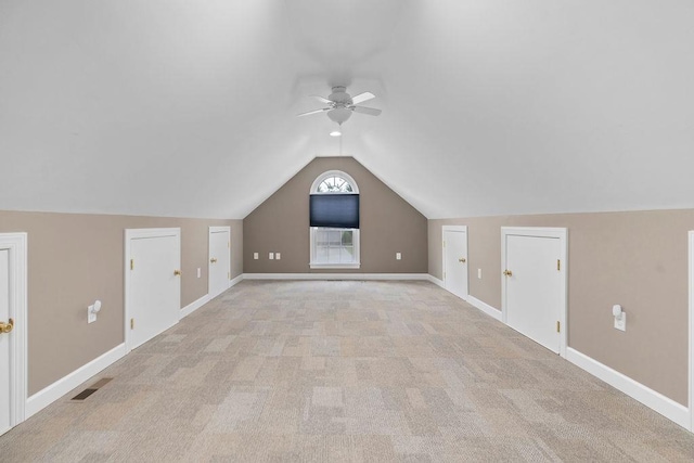 101 Jasper Ln, Waynesboro, VA 22980 - additional living space featuring a ceiling fan, lofted ceiling, light colored carpet, and baseboards