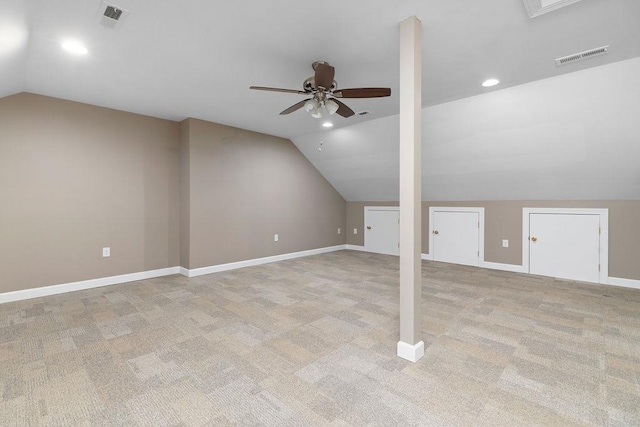 101 Jasper Ln, Waynesboro, VA 22980 - bonus room with ceiling fan, vaulted ceiling, light colored carpet, recessed lighting, and baseboards