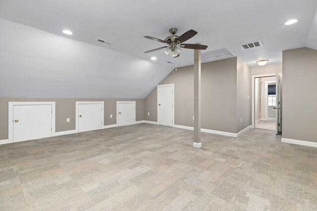 101 Jasper Ln, Waynesboro, VA 22980 - additional living space with ceiling fan, vaulted ceiling, carpet, recessed lighting, and baseboards
