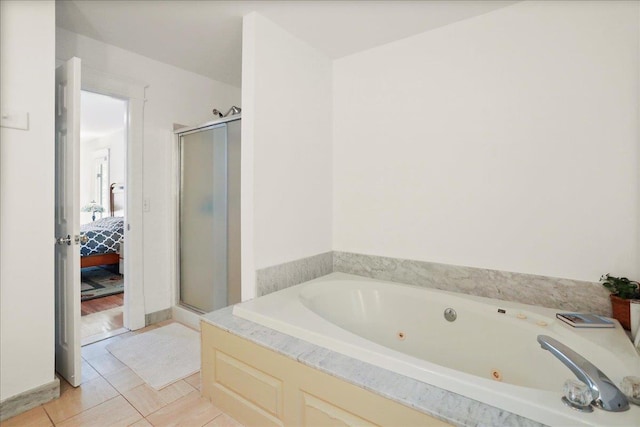 162 Hartman Ct, Mcgaheysville, VA 22840 - full bathroom featuring a jetted tub, a stall shower, ensuite bath, and tile patterned floors