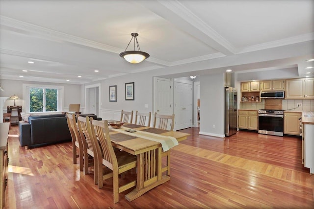 162 Hartman Ct, Mcgaheysville, VA 22840 - dining area with light wood-style flooring, ornamental molding, and recessed lighting