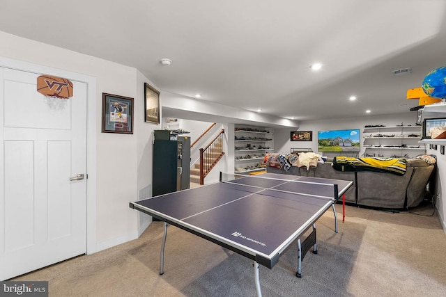  - playroom featuring carpet flooring and recessed lighting