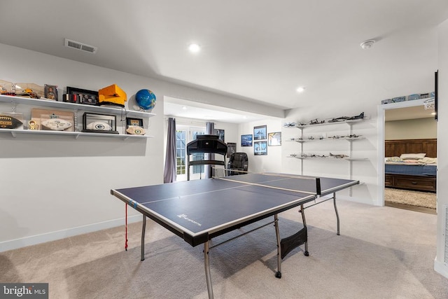  - game room with carpet flooring and recessed lighting