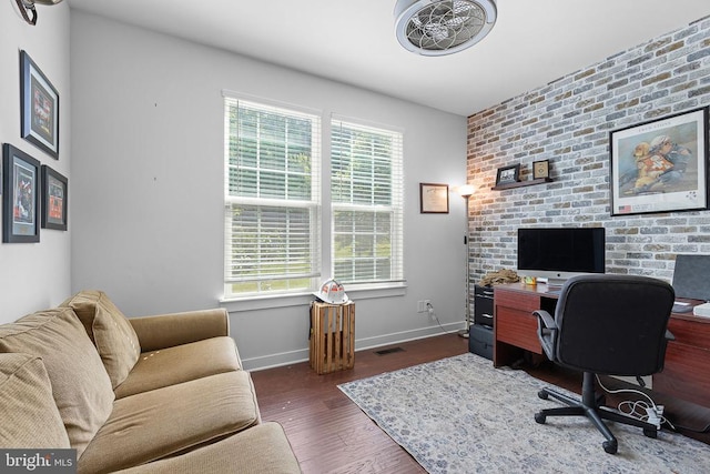  - office area with wood finished floors and baseboards