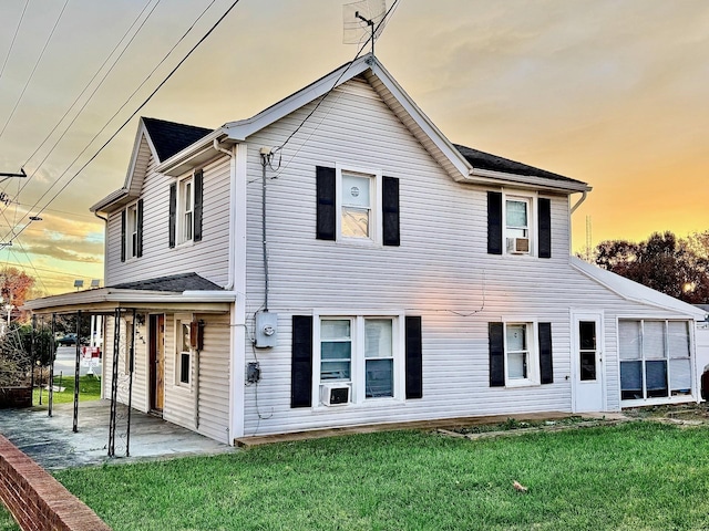 733 Main St N, Mount Crawford, VA 22841 - view of front of property featuring a patio area, a shingled roof, a front lawn, and cooling unit