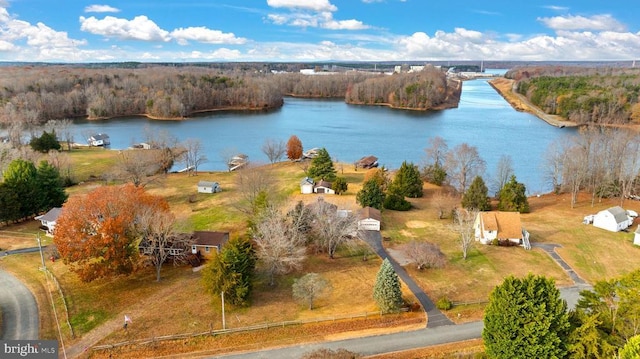 41 Carr Cir, Mineral, VA 23117 - aerial view of a nearby body of water, a notable bridge, and a forest