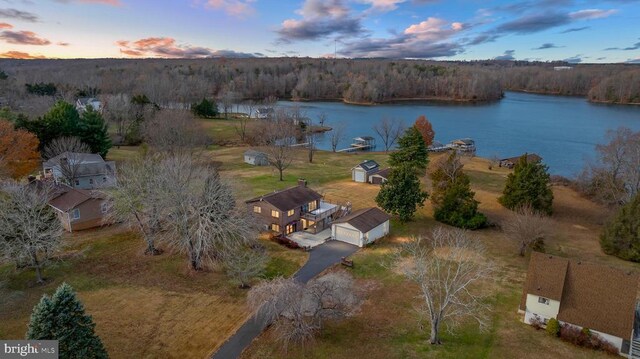 41 Carr Cir, Mineral, VA 23117 - aerial view at dusk of a water view and a wooded view