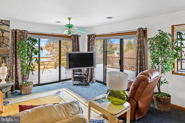 41 Carr Cir, Mineral, VA 23117 - carpeted living area featuring ceiling fan