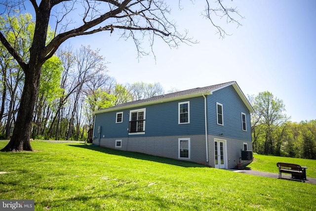 2905 Twymans Mill Rd, Madison, VA 22727 - view of home's exterior featuring french doors, a yard, and central AC unit